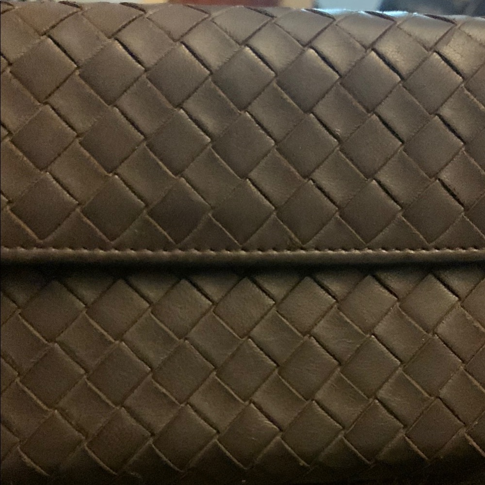 Bottega Veneta Brown Woven Leather Clutch
